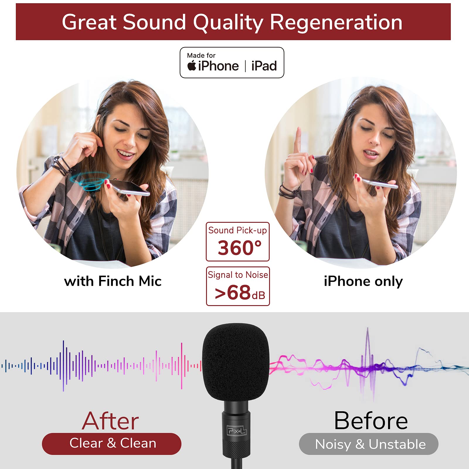 Amazon.com: PIXEL Microphone for iPhone iPad(Apple MFi-Certified